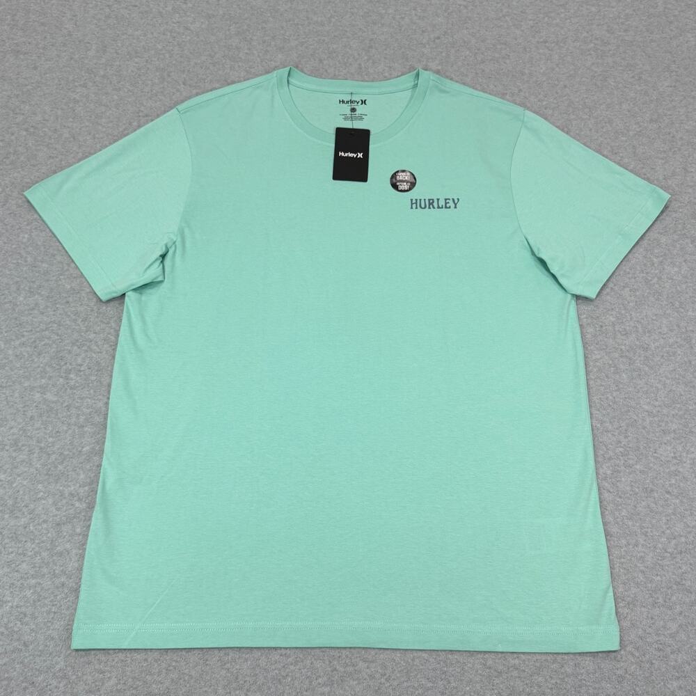 Hurley Mens T-Shirt XL Tropic Nights Graphic Tee Light Aqua Green Hawaiian NWT - Picture 2 of 10